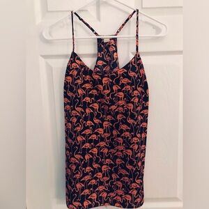 J. Crew Navy/Magenta Racerback Flamingo Print Tank, Size 2